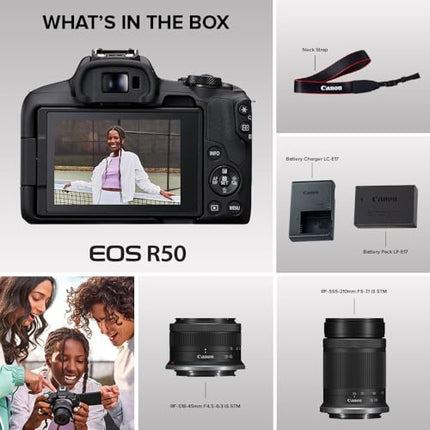 Canon EOS R50 Mirrorless RF-S18-45mm F4.5-6.3 is STM Lens Kit, 24.2 MP