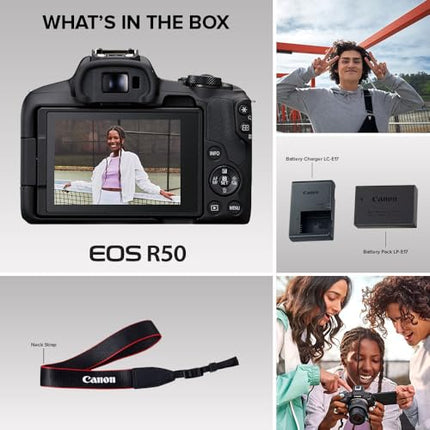 Canon EOS R50 Mirrorless RF-S18-45mm F4.5-6.3 is STM Lens Kit, 24.2 MP