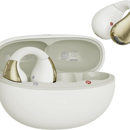 Open-Ear Earbuds, Clip-On Headphones, Lightweight Comfort Wireless Earbuds, 26H Playtime Bluetooth 5.4 Headphones, Clear Calls with 2 Microphones for Sport, Workout(White)