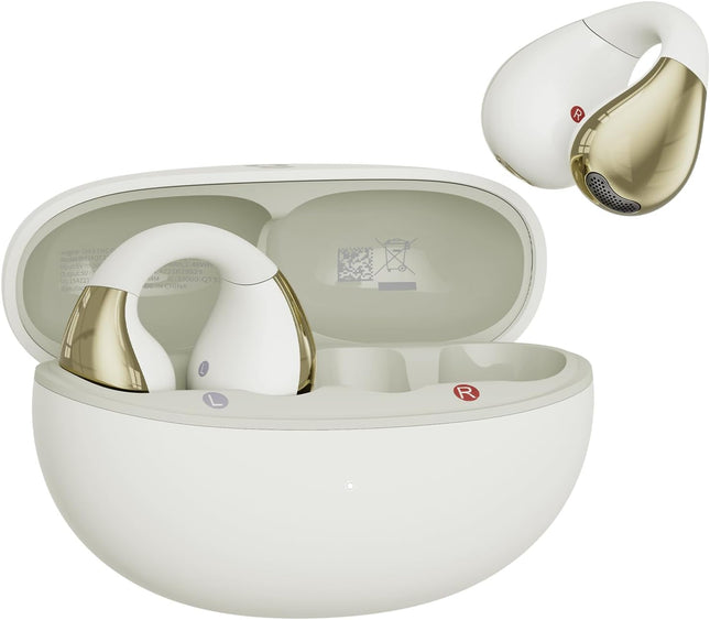 Open-Ear Earbuds, Clip-On Headphones, Lightweight Comfort Wireless Earbuds, 26H Playtime Bluetooth 5.4 Headphones, Clear Calls with 2 Microphones for Sport, Workout(White)