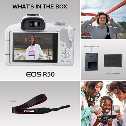 Canon EOS R50 Mirrorless RF-S18-45mm F4.5-6.3 is STM Lens Kit, 24.2 MP