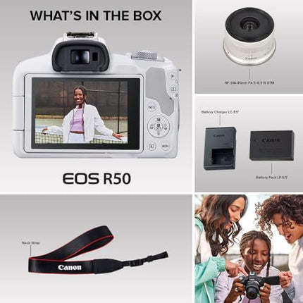 Canon EOS R50 Mirrorless RF-S18-45mm F4.5-6.3 is STM Lens Kit, 24.2 MP