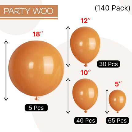 PartyWoo Black Balloons, 140 pcs Matte Black Balloons Different Sizes Pack of 5-18 Inch