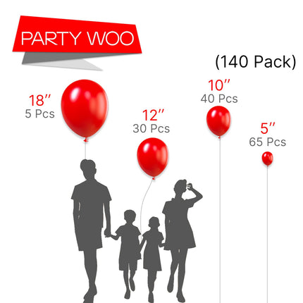 PartyWoo Black Balloons, 140 pcs Matte Black Balloons Different Sizes Pack of 5-18 Inch
