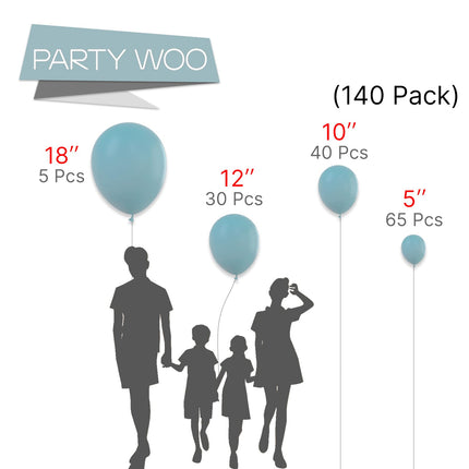 PartyWoo Black Balloons, 140 pcs Matte Black Balloons Different Sizes Pack of 5-18 Inch