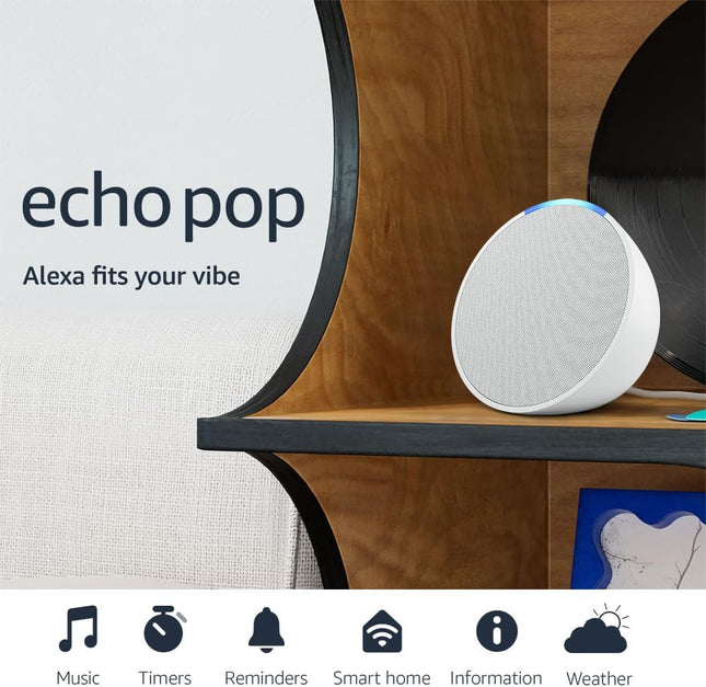 Amazon Echo Pop (newest model), Our smallest Alexa speaker, Fits in any room, Lavender Bloom