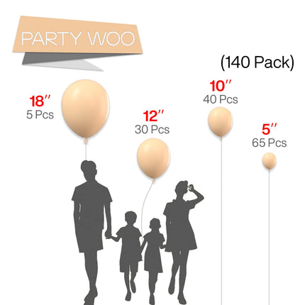 PartyWoo Black Balloons, 140 pcs Matte Black Balloons Different Sizes Pack of 5-18 Inch