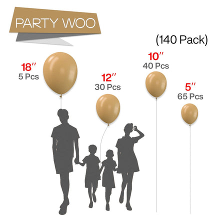 PartyWoo Black Balloons, 140 pcs Matte Black Balloons Different Sizes Pack of 5-18 Inch