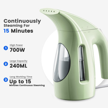 HiLIFE Steamer for Clothes, Portable Handheld Design, 240ml Big Capacity, 700W, Strong Penetrating Steam, Removes Wrinkle, for Home, Office(ONLY FOR 120V)-Black