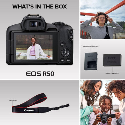 Canon EOS R50 Mirrorless RF-S18-45mm F4.5-6.3 is STM Lens Kit, 24.2 MP