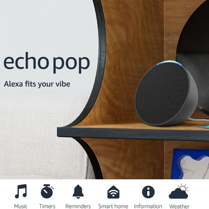 Amazon Echo Pop (newest model), Our smallest Alexa speaker, Fits in any room, Lavender Bloom