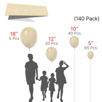 PartyWoo Black Balloons, 140 pcs Matte Black Balloons Different Sizes Pack of 5-18 Inch