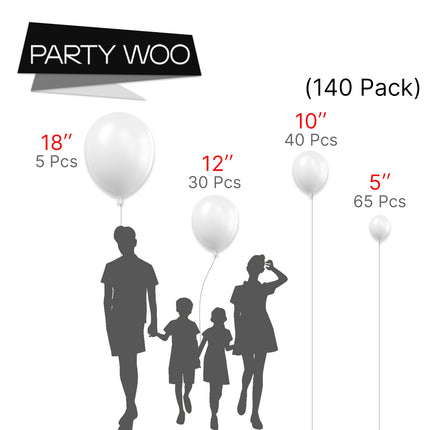 PartyWoo Black Balloons, 140 pcs Matte Black Balloons Different Sizes Pack of 5-18 Inch