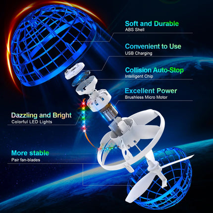 Flying Orb Ball (Blue, 2024 Upgraded) with Dazzling Lights