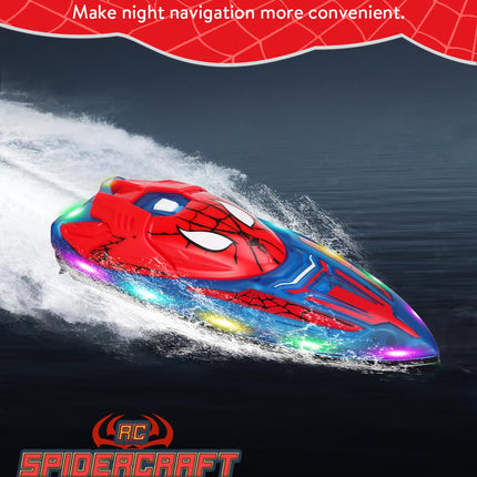 Spider Hero Rc Boat, 2.4 GHZ Remote Control Boat with LED Lights for Kids